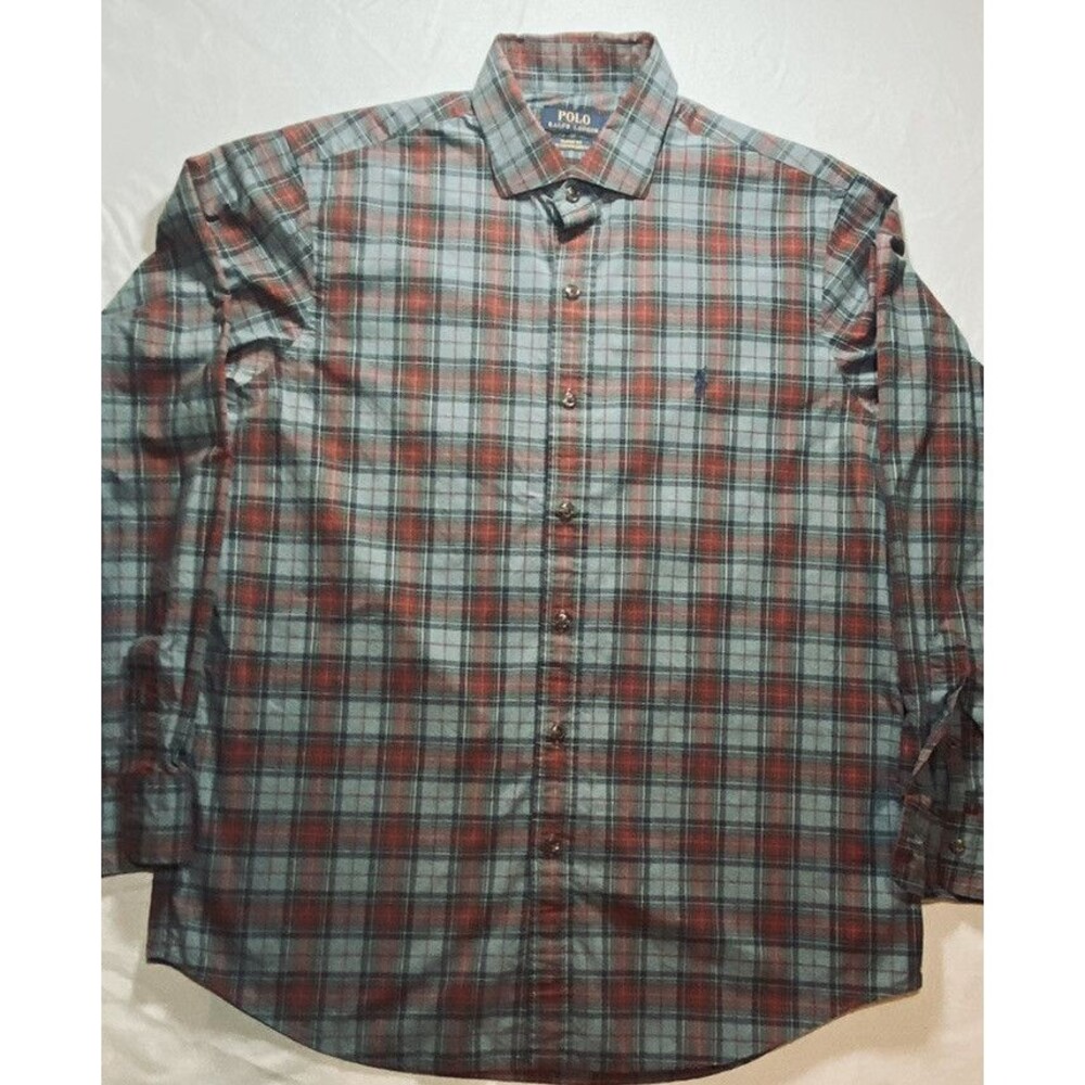Polo Ralph Lauren Men Classic Fit Multicolor Plaid Long Sleeve Button Up Shirt L